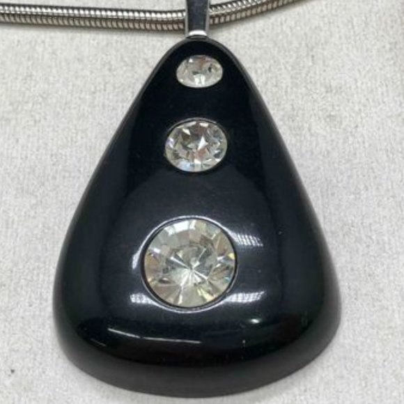 1970s Lanvin Lucite Teardrop Medallion Necklace - Picture 1 of 8